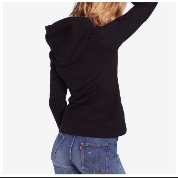 Black Hooded Zip Up Sweater - Picture 2 of 3